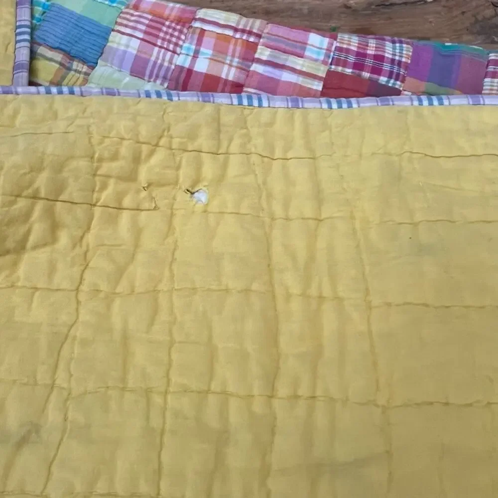 Vintage LNT Home Quilt Square Plaid Patchwork Reversible 88